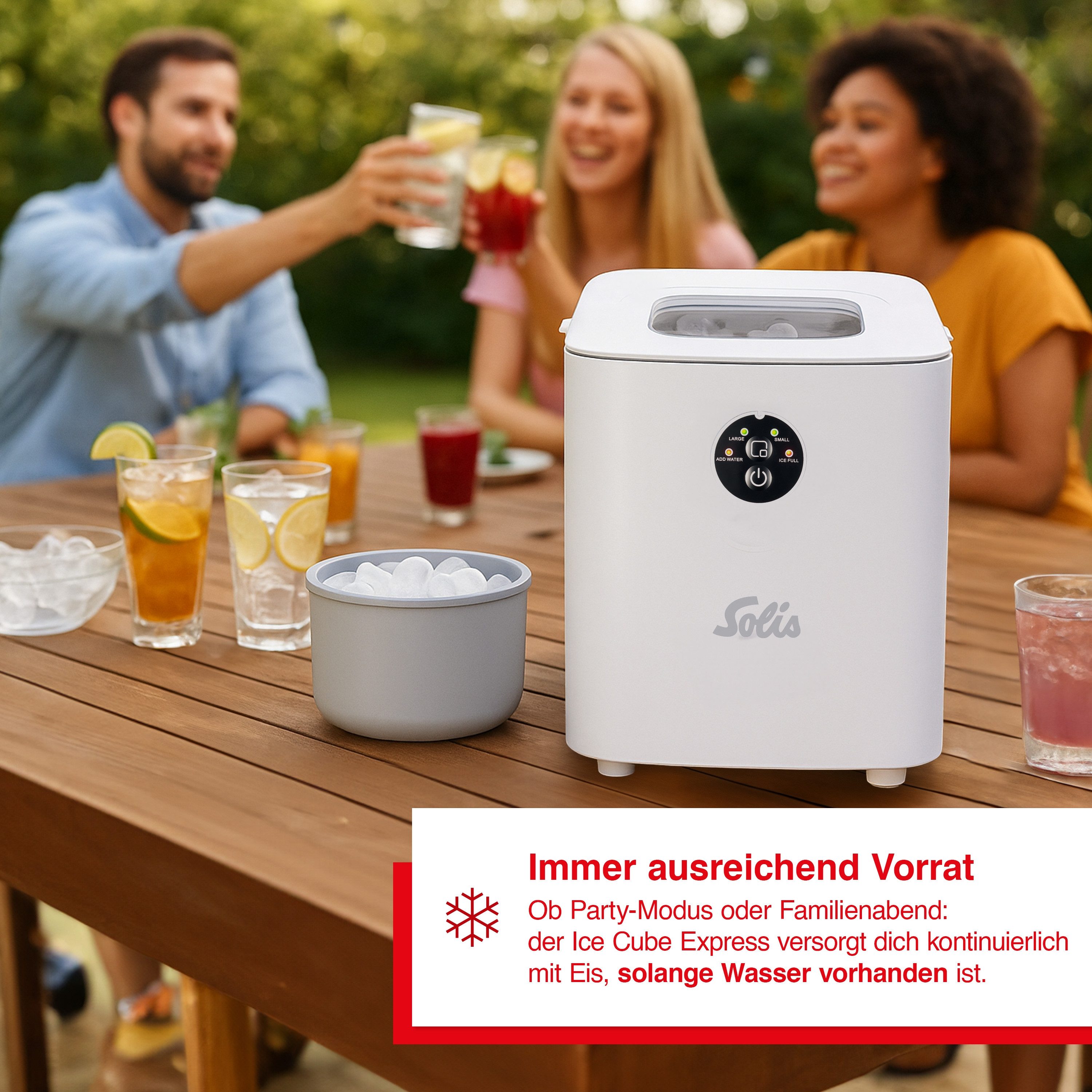 SOLIS OF SWITZERLAND Eiswürfelmaschine Ice Cube Express, Typ 8510, 2 Größen, 8 Eiswürfel in 10 Minuten, 1 L Volumen