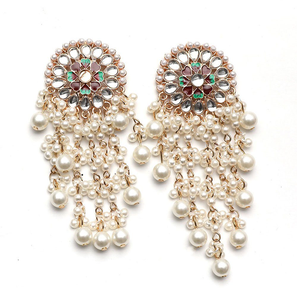 AUzzO~ Paar Stück), Damenschmuck Ohrringe (2 Paar mit Ethnische Vintage Perlenohrringe Boho-Ohrringe Quaste Ohrhänger