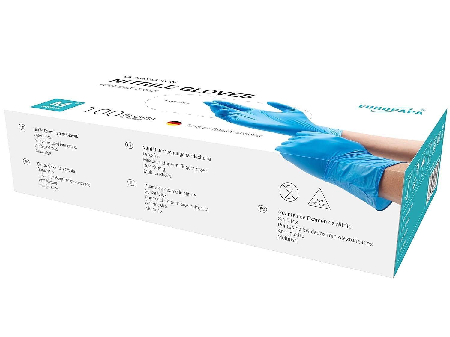 EUROPAPA Einweghandschuhe 1000x Nitrilhandschuhe Einweghandschuhe puderfrei (Untersuchungshandschuhe) EN455 EN374 latexfrei Einmalhandschuhe Handschuhe