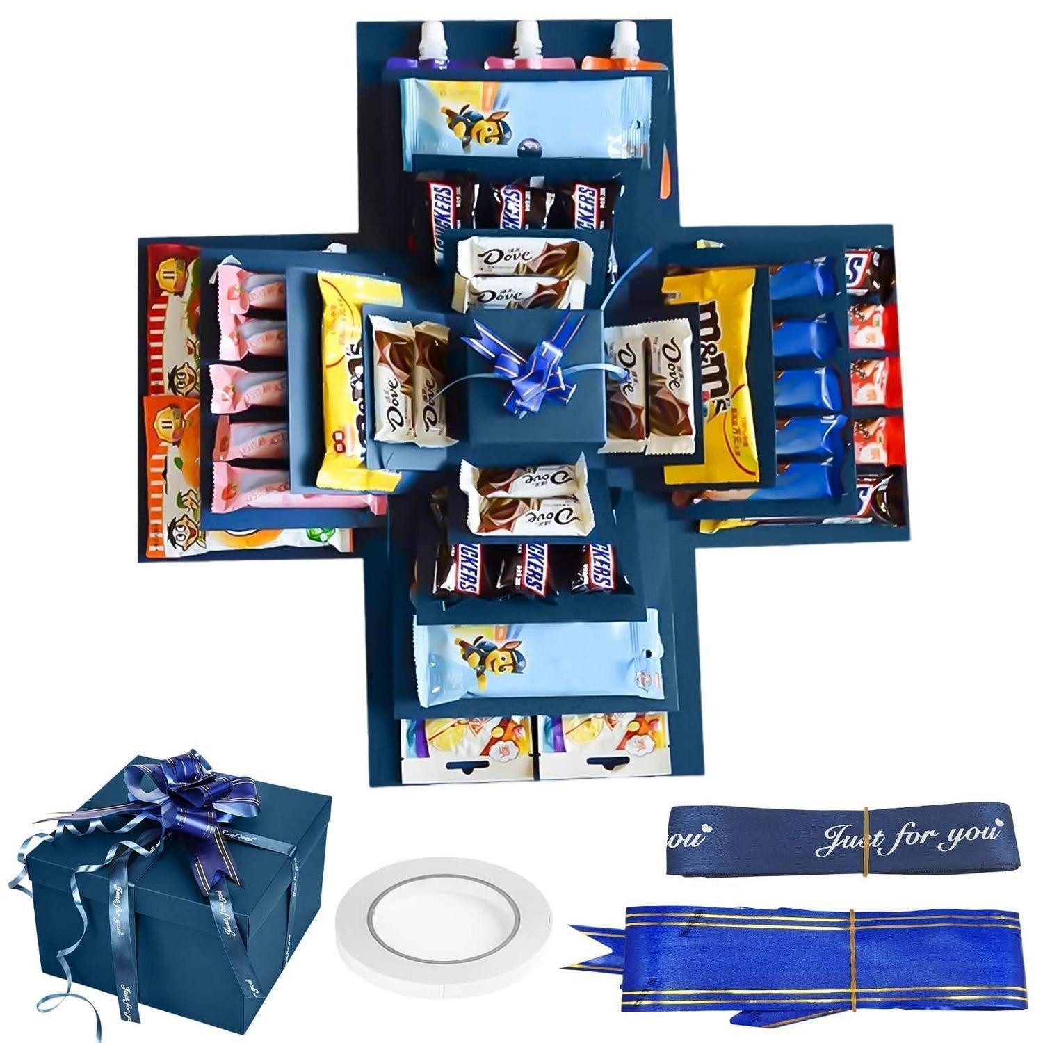 LuxusKollektion Geschenkbox Explosionsbox 5-lagig Blau DIY (1 St)
