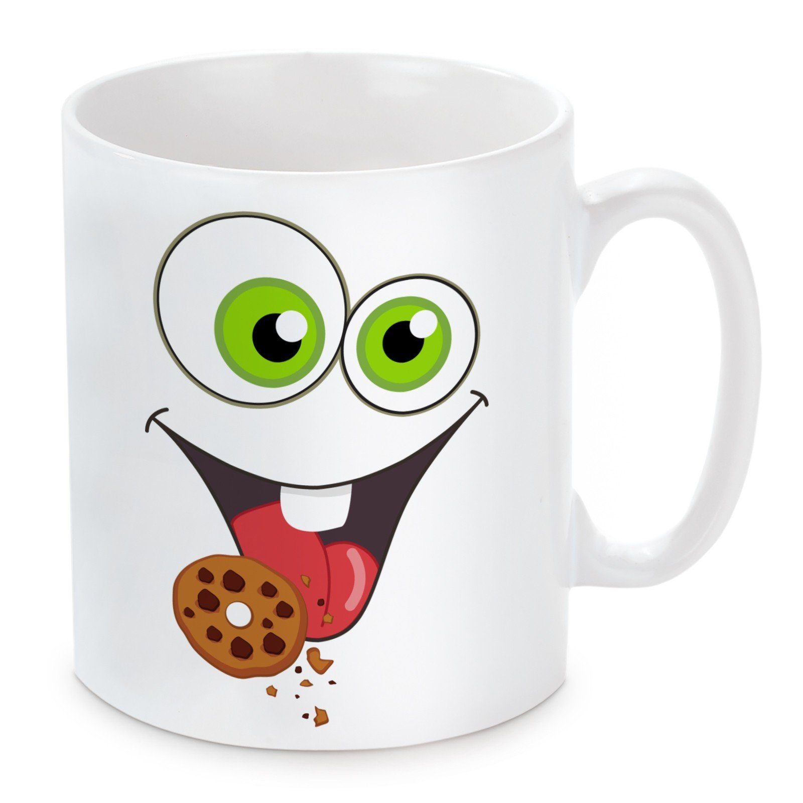 Herzbotschaft Tasse Kaffeebecher mit Motiv Krümelmonster, Keramik, Kaffeetasse spülmaschinenfest und mikrowellengeeignet