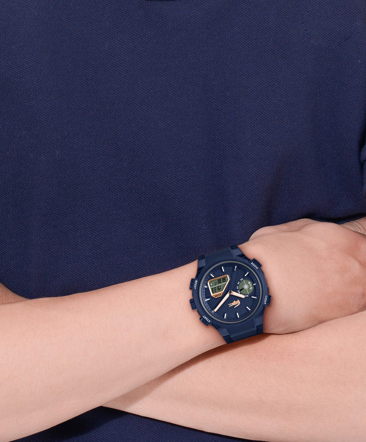 Lacoste Chronograph LC33 2011434, Quarzuhr, Armbanduhr, Herrenuhr, Silikonarmband, analog, digital, Tag