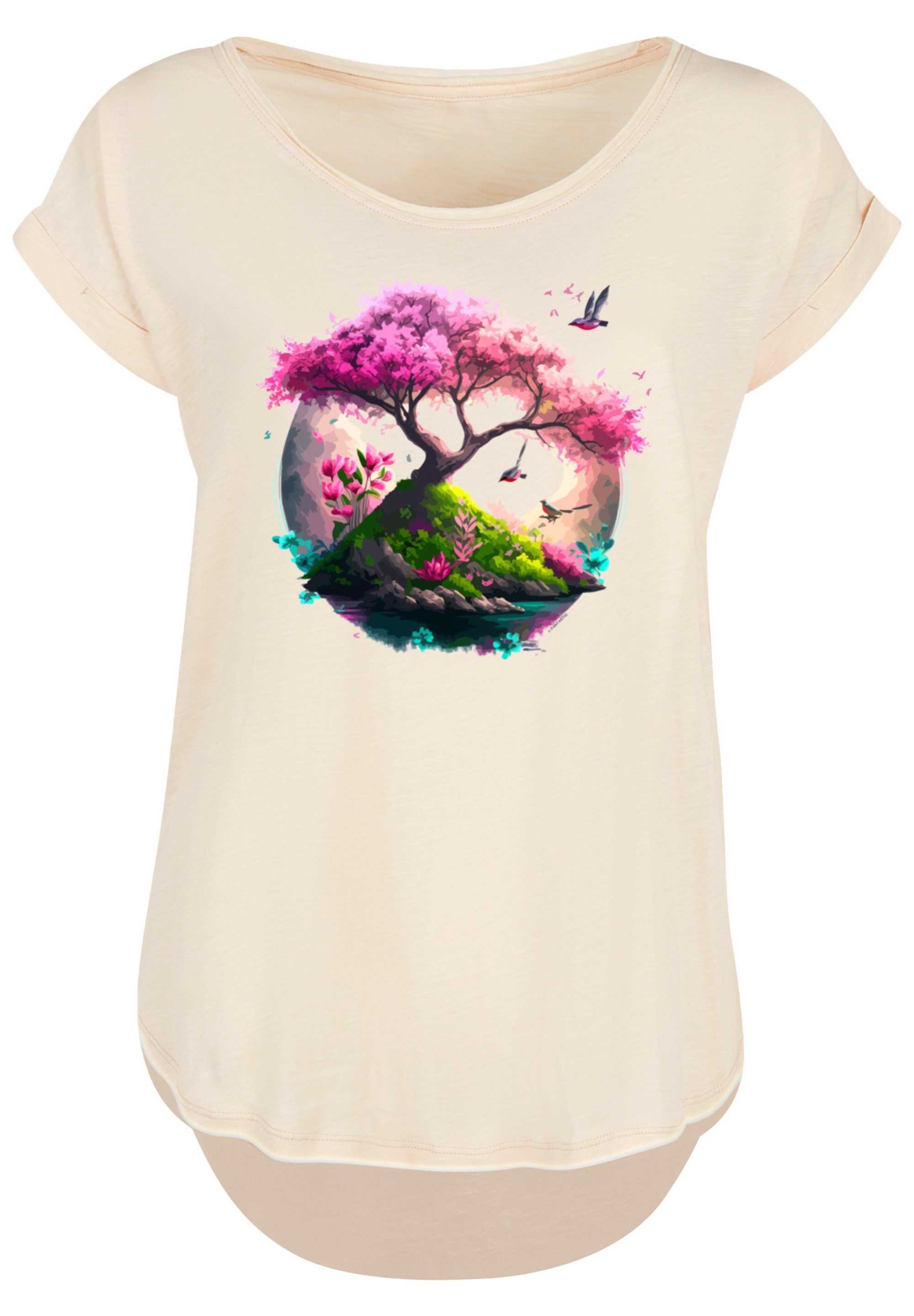 F4NT4STIC T-Shirt Kirschblüten Baum Print Whitesand