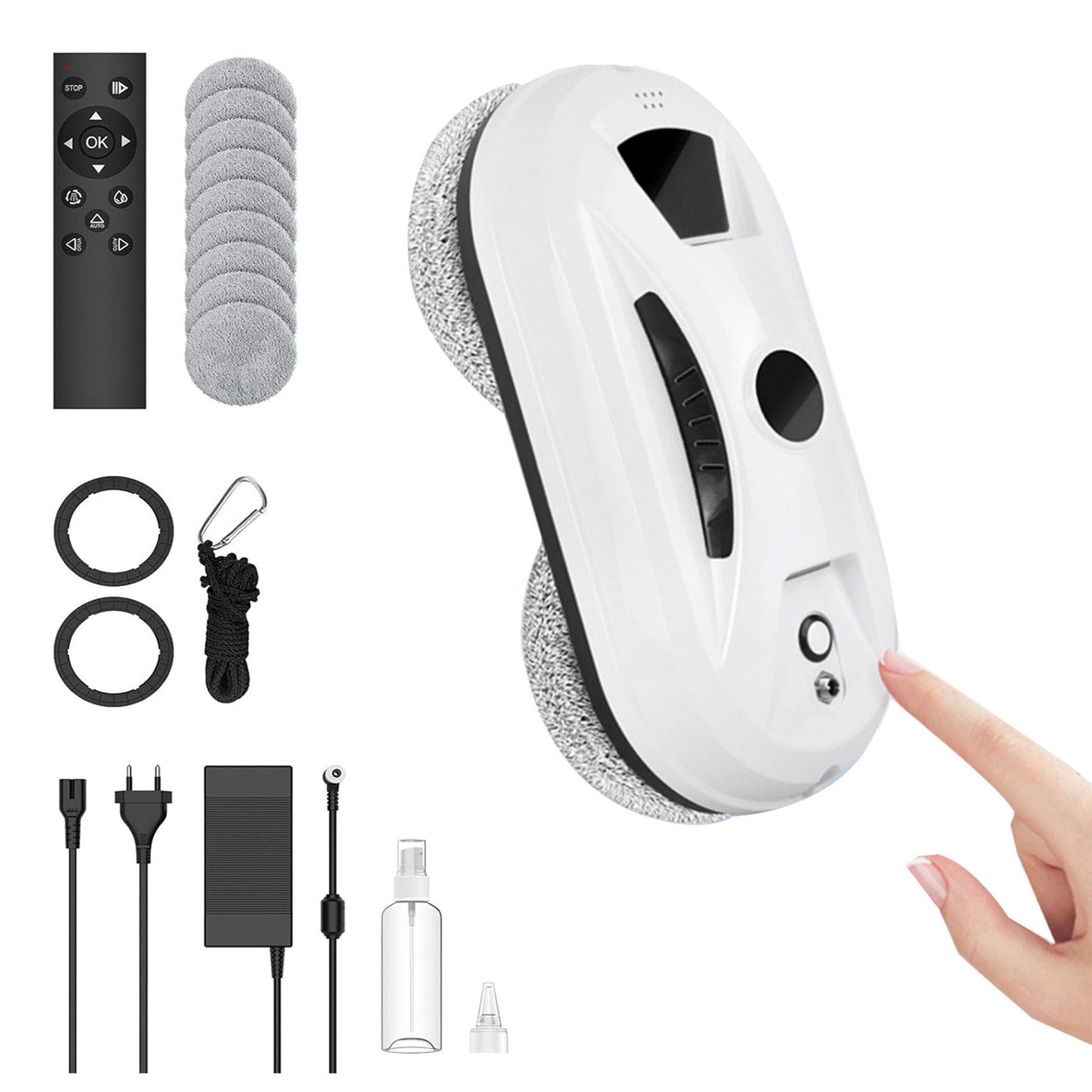 Senmudi Fensterputzroboter Fensterputzroboter,5000PA Elektrischer Fensterputzer mit Fernbedienung, Intelligentes Kantenerkennungssystem,Für Innen& Außenfenster