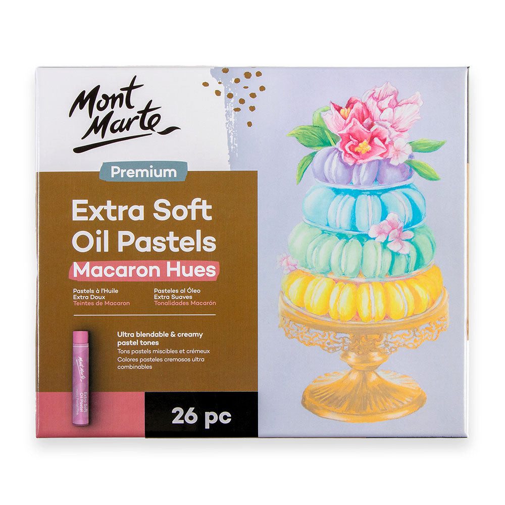 Mont Marte Pastellkreide - Extra weiche Ölpastellkreide Set - 26 / 39 Stk.- Macaron Farben, Für traumhaft lebendige Kunstwerke-Ideal geeignet für Anfänger & Profi