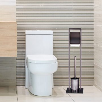 relaxdays Toilettenpapierhalter Stand WC Garnitur Bronze