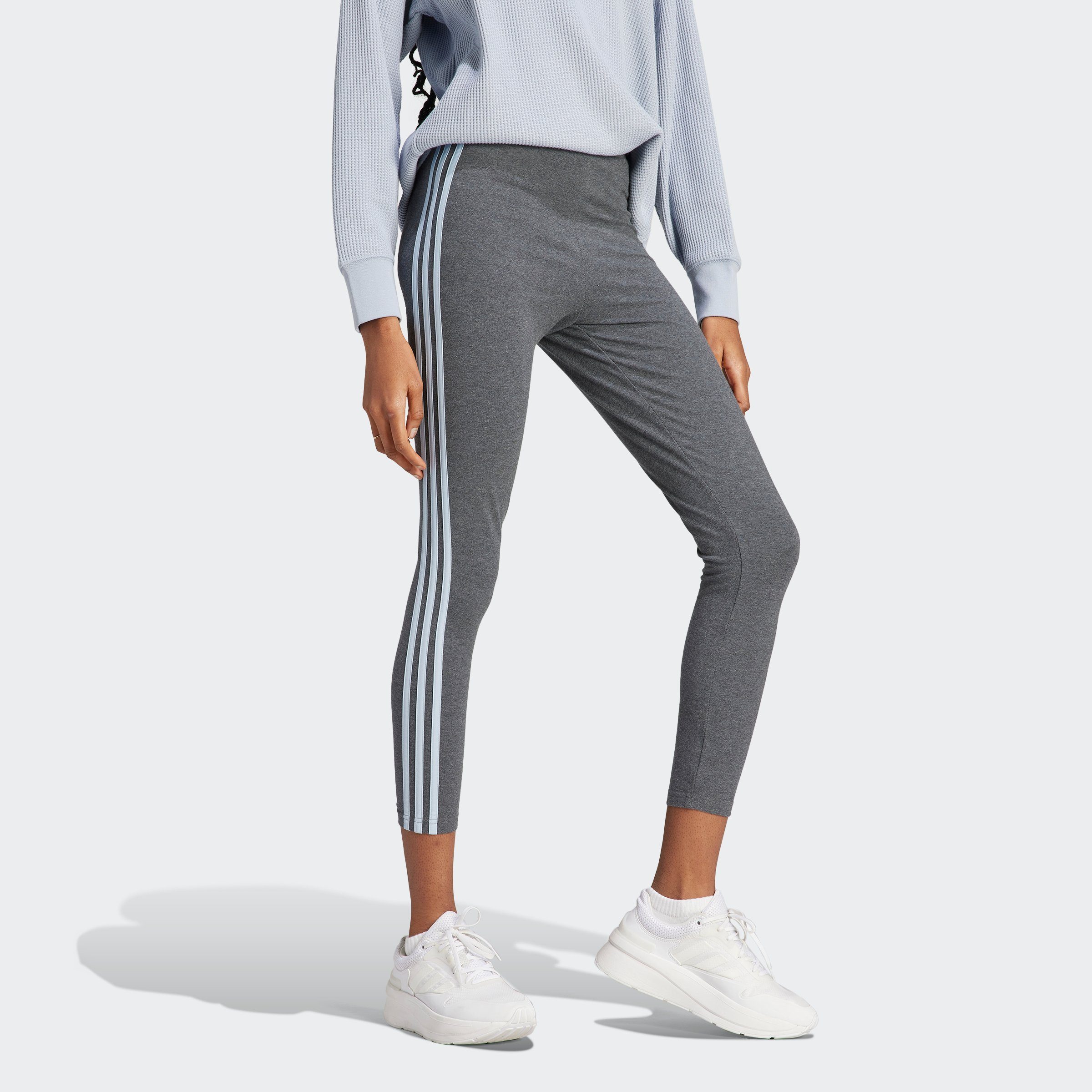 adidas Sportswear Leggings W 3S HW LG (1-tlg) Dark Grey Heather / Wonder Blue