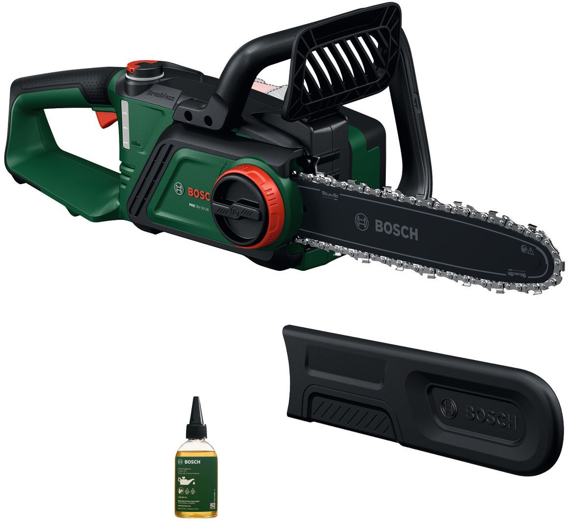 Bosch Home & Garden Akku-Kettensäge PKE18V-30-28 SOLO, 30 cm Schwertlänge, ohne Akku und Ladegerät, für schnelles und einfaches Schneiden von großen Ästen und Stämmen