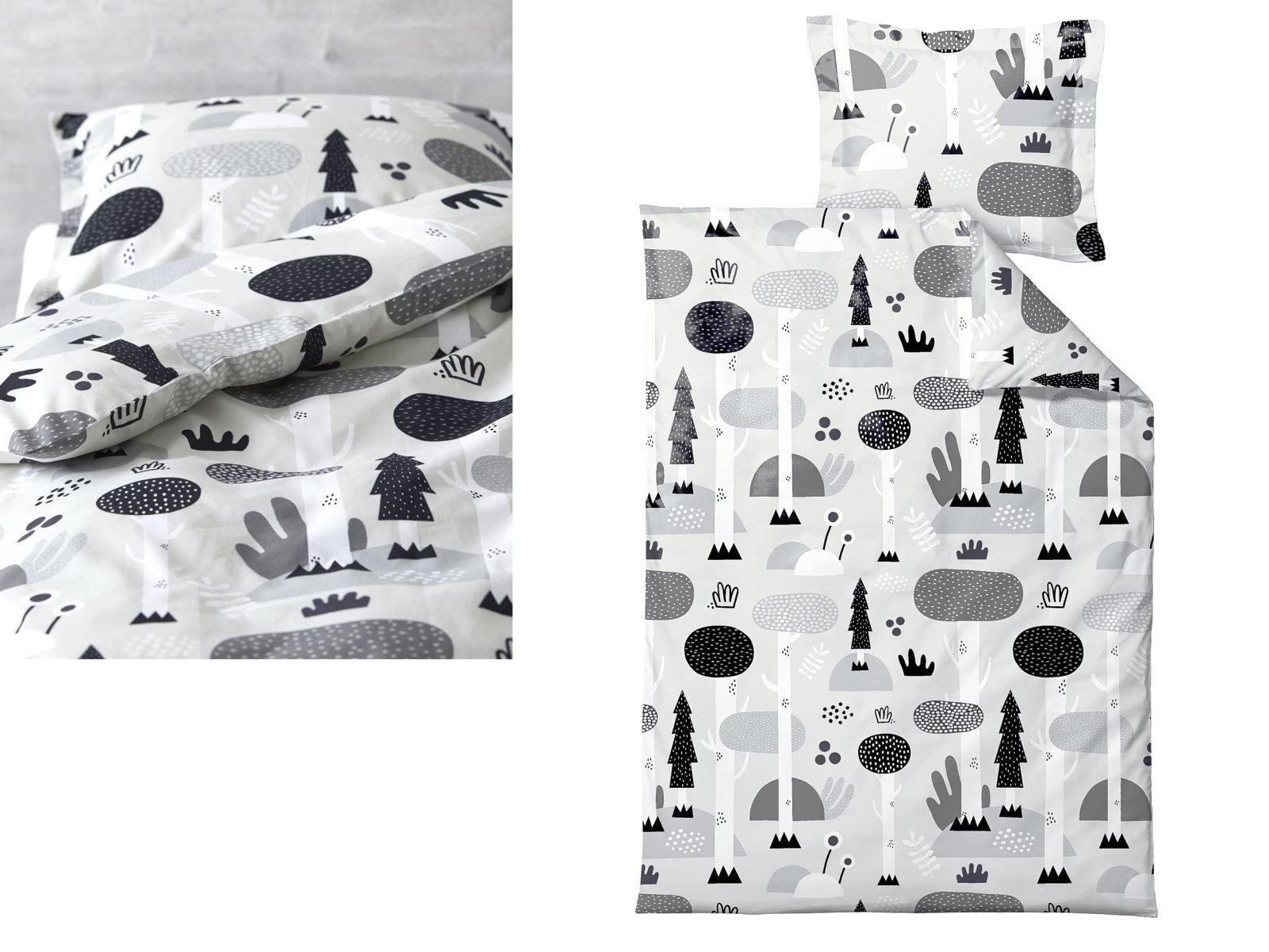 Södahl Bettwäsche KIDS, Bio-Baumwolle, 2 teilig, 100x140cm, Kinderbettwäsche, Bio-Baumwolle, Magic Forest black