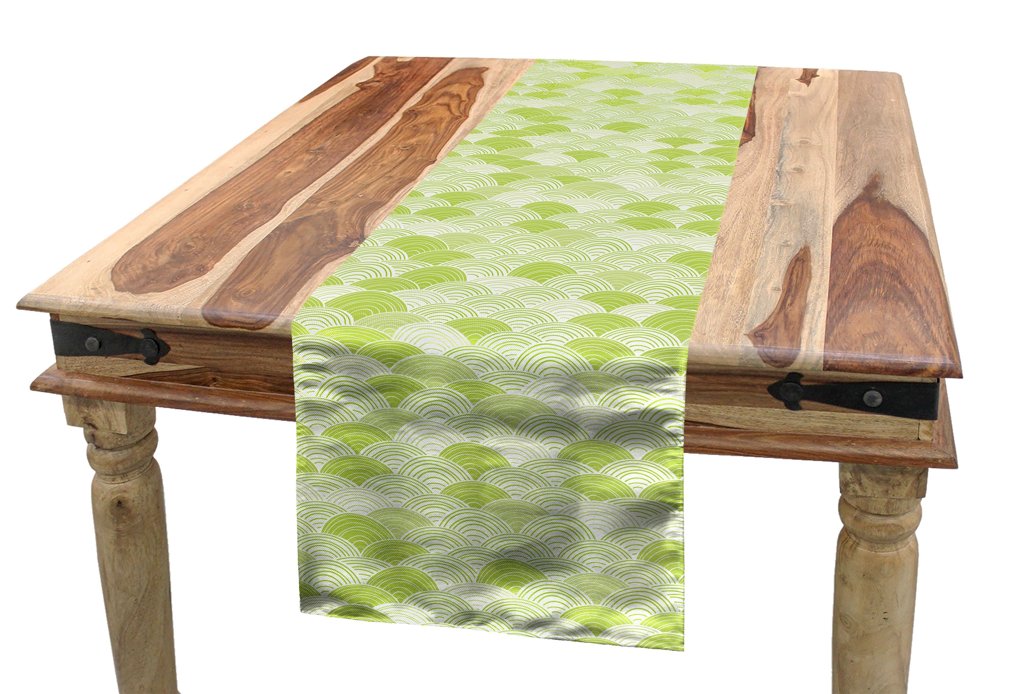 Rechteckiger Tischläufer Esszimmer Tischläufer, gezeichnete Küche Dekorativer Wellenmuster Abakuhaus Rahmen Hand