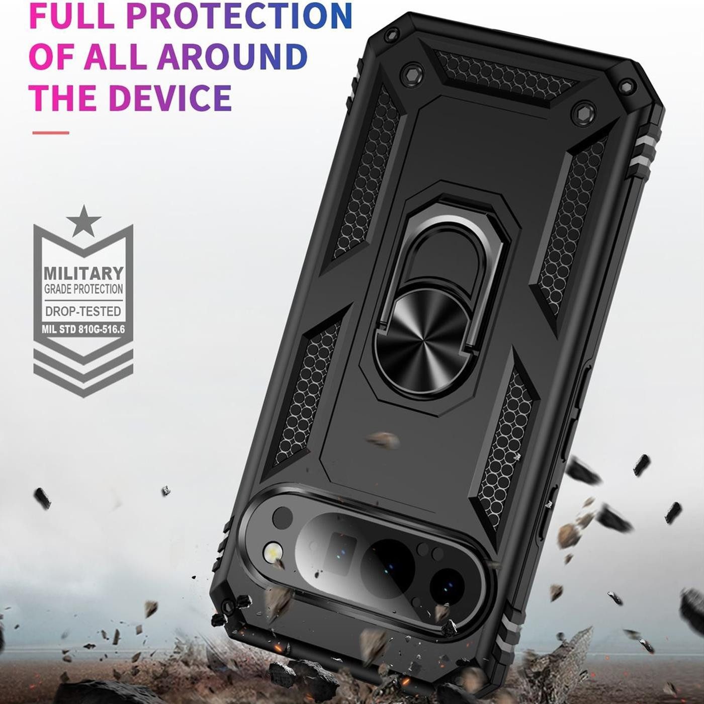 CoolGadget Handyhülle Armor Shield Case für Google Pixel 9 Pro 6,3 Zoll, Outdoor Cover Magnet Ringhalterung Handy Hülle für Pixel 9 Pro