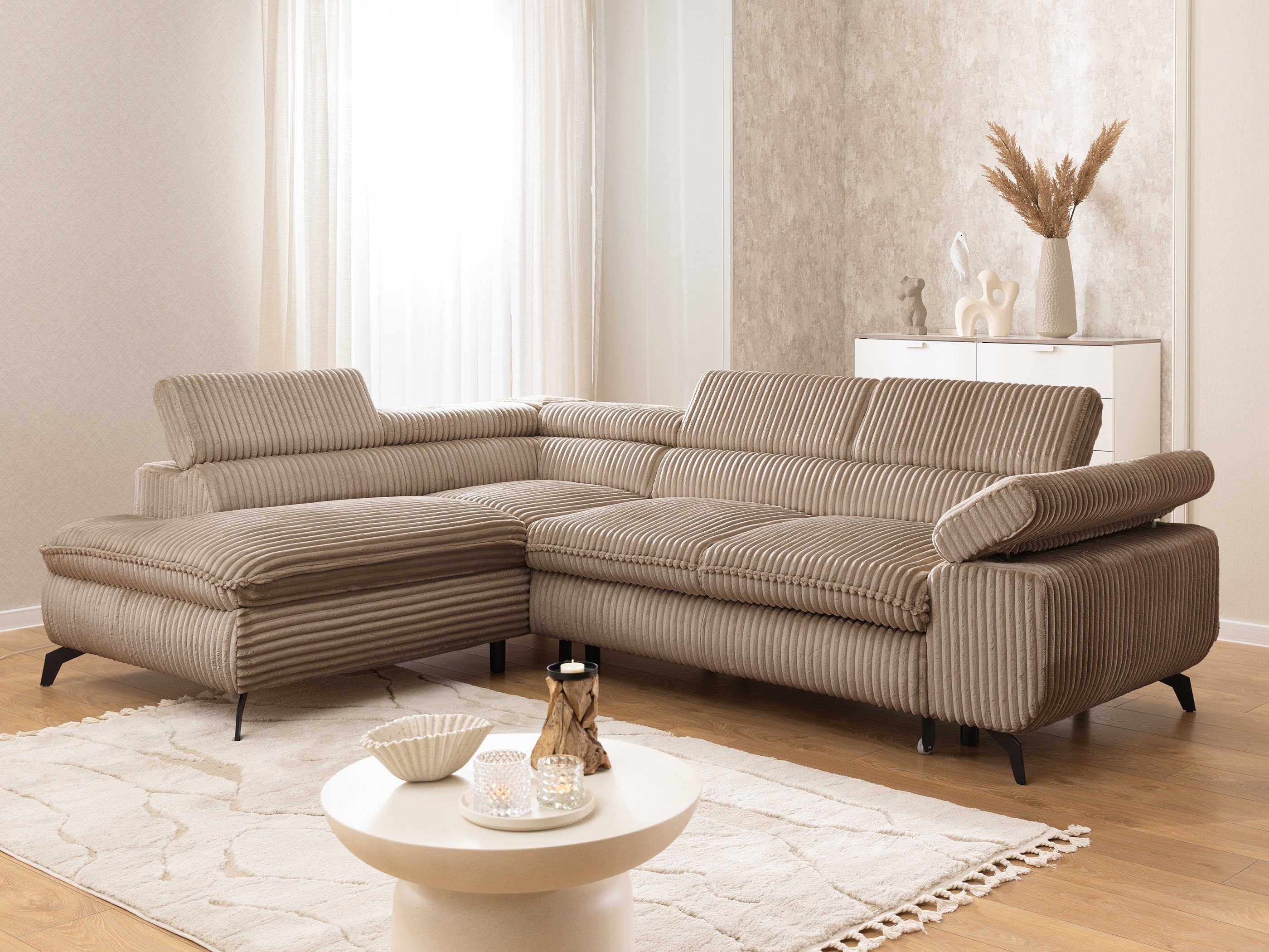 S-Style Möbel Ecksofa Bonnie mit Schlaffunktion Bettkasten und Kopfteilvers günstig online kaufen
