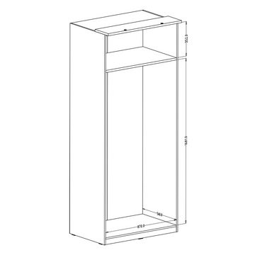 Lomadox Drehtürenschrank OLMO-83 weiß mit Fronten in Hochglanz 90/217/63 cm