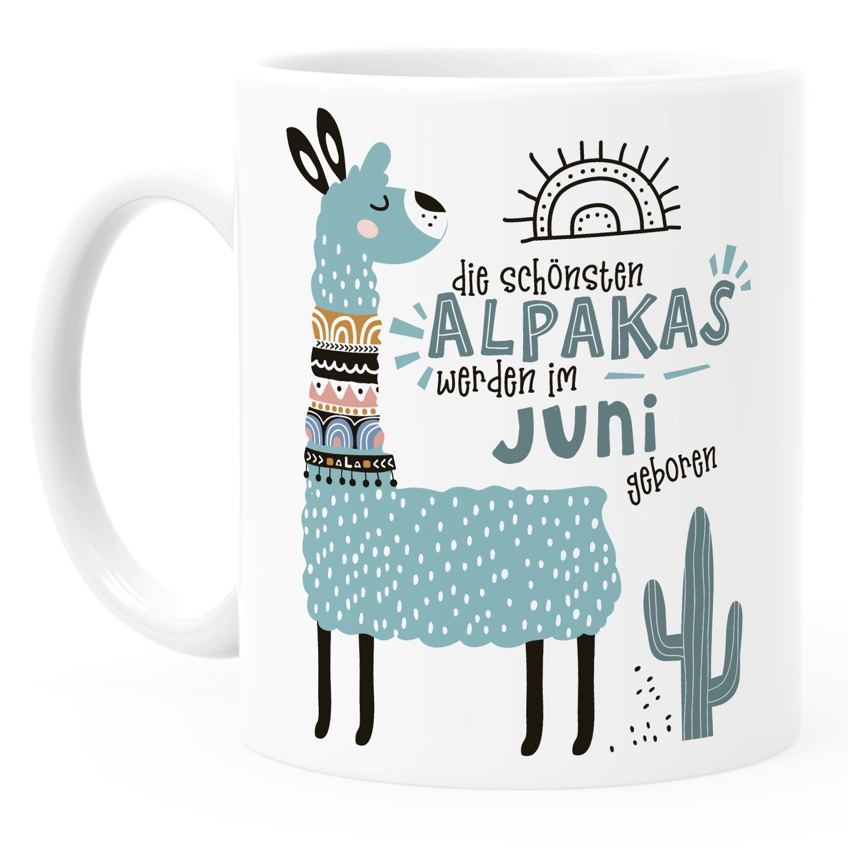 weiß Die im Alpakas individuelle Motiv Januar-Dezember SpecialMe Keramik Juni werden SpecialMe®, geboren Lama Kaffee-Tasse Geburtsmonat anpassbares Geburtags-Geschenke Schönsten Tasse