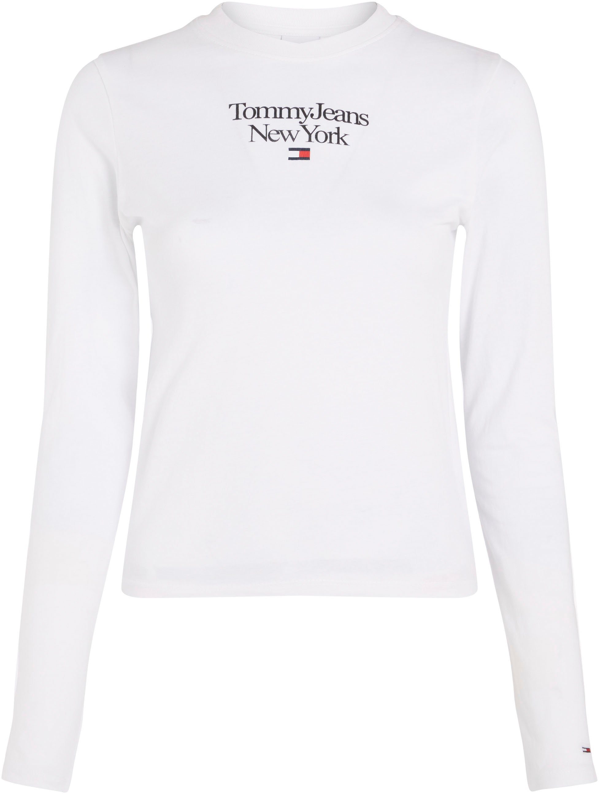 Tommy Jeans Langarmshirt TJW Jeans BBY Tommy Logo-Frontdruck mit 1 LOGO White ESSENTIAL LS