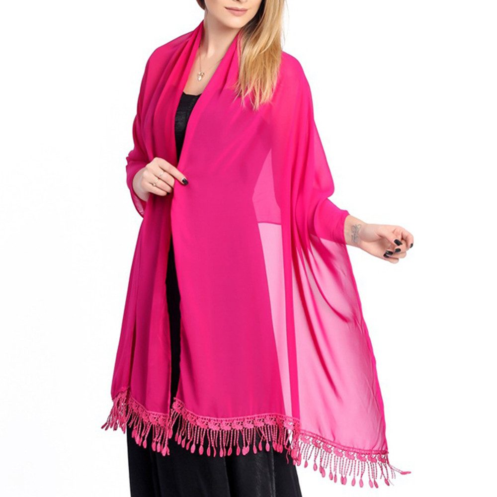 Zaewry Modeschal Spitze Stola für Abendkleider mit Quasten Damenschal, für Abend Party Mesh Hochzeit Schals