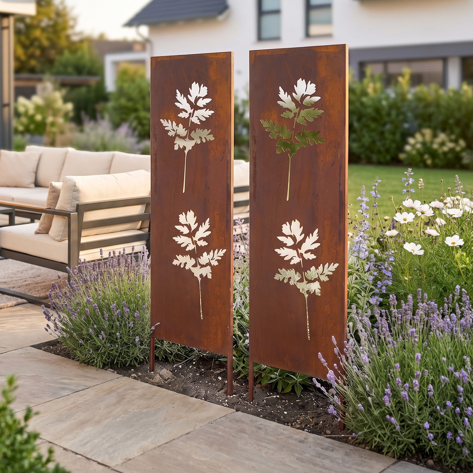 casa.pro Gartenstecker (Set, 2-St) »Irsina« 60 x 50 cm Blattmotiv Cortenstahl Edelrost