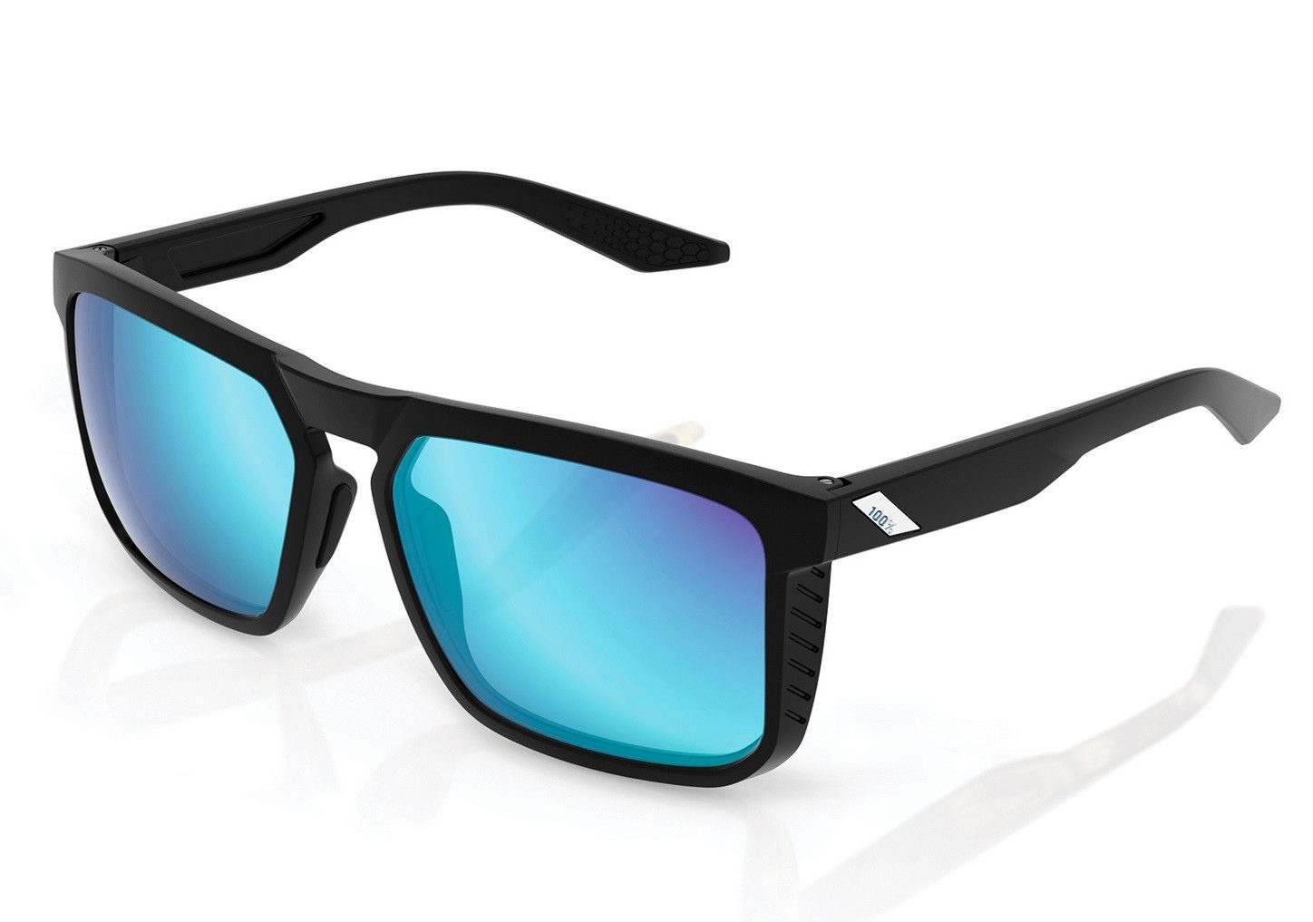 100% Sonnenbrille Renshaw HiPER Mirror Lens schwarz - 1 Brille mit Microfaserbeutel