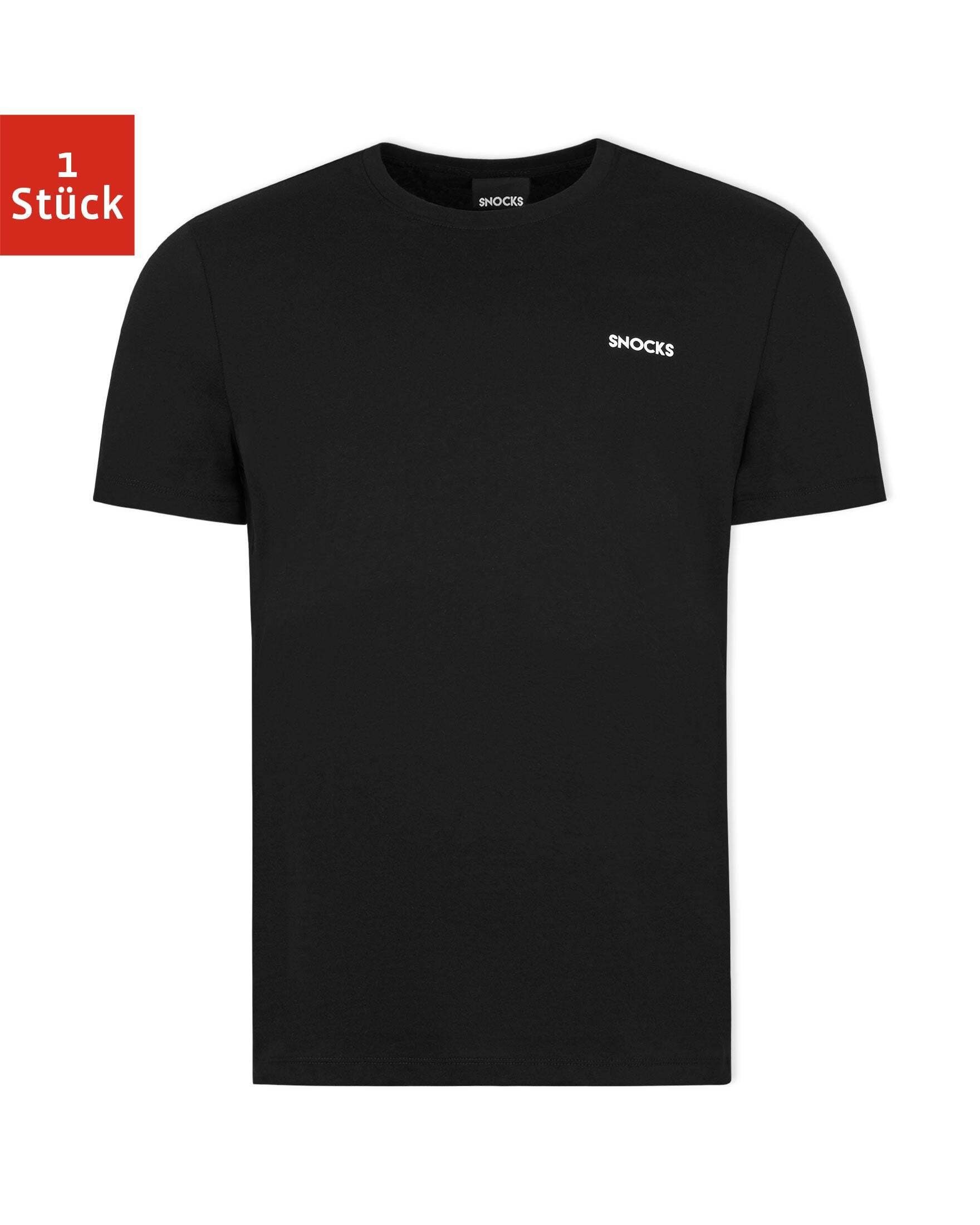 SNOCKS T-Shirt Basic T-Shirt Herren, Crew Neck Shirt (1-tlg) aus 100% Bio-Baumwolle, mit Logo-Schriftzug