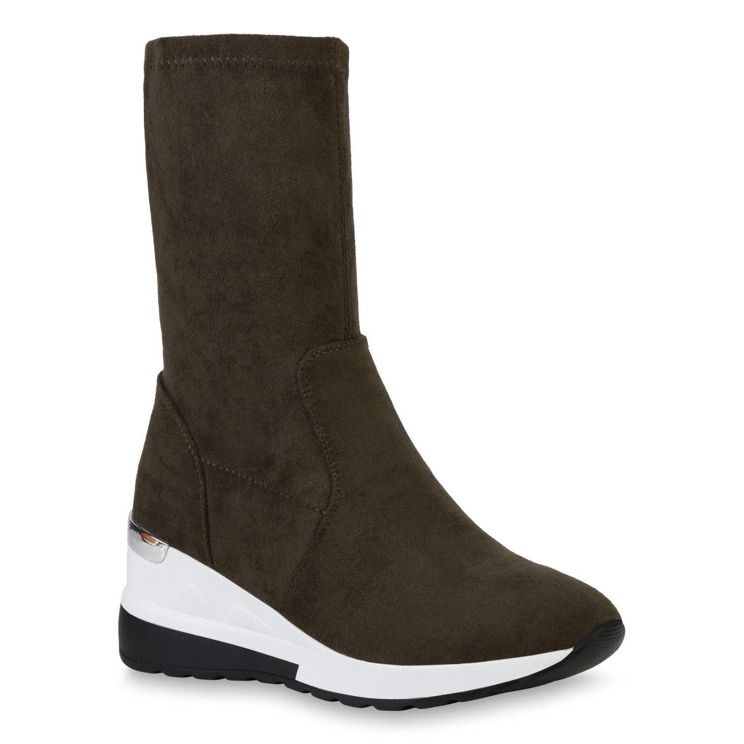 VAN HILL 835551 Keilstiefel Damen Stiefel Leicht Gefüttert Keilstiefel Profil-Sohle