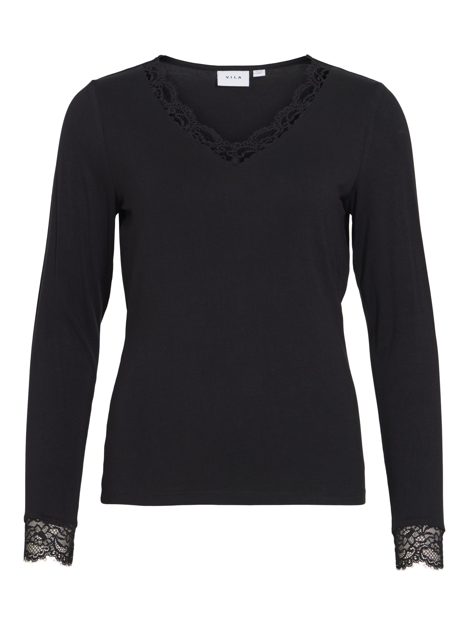 Vila Blusenshirt VICLURA V-NECK L/S TOP/LN/2 295042 Black Beauty