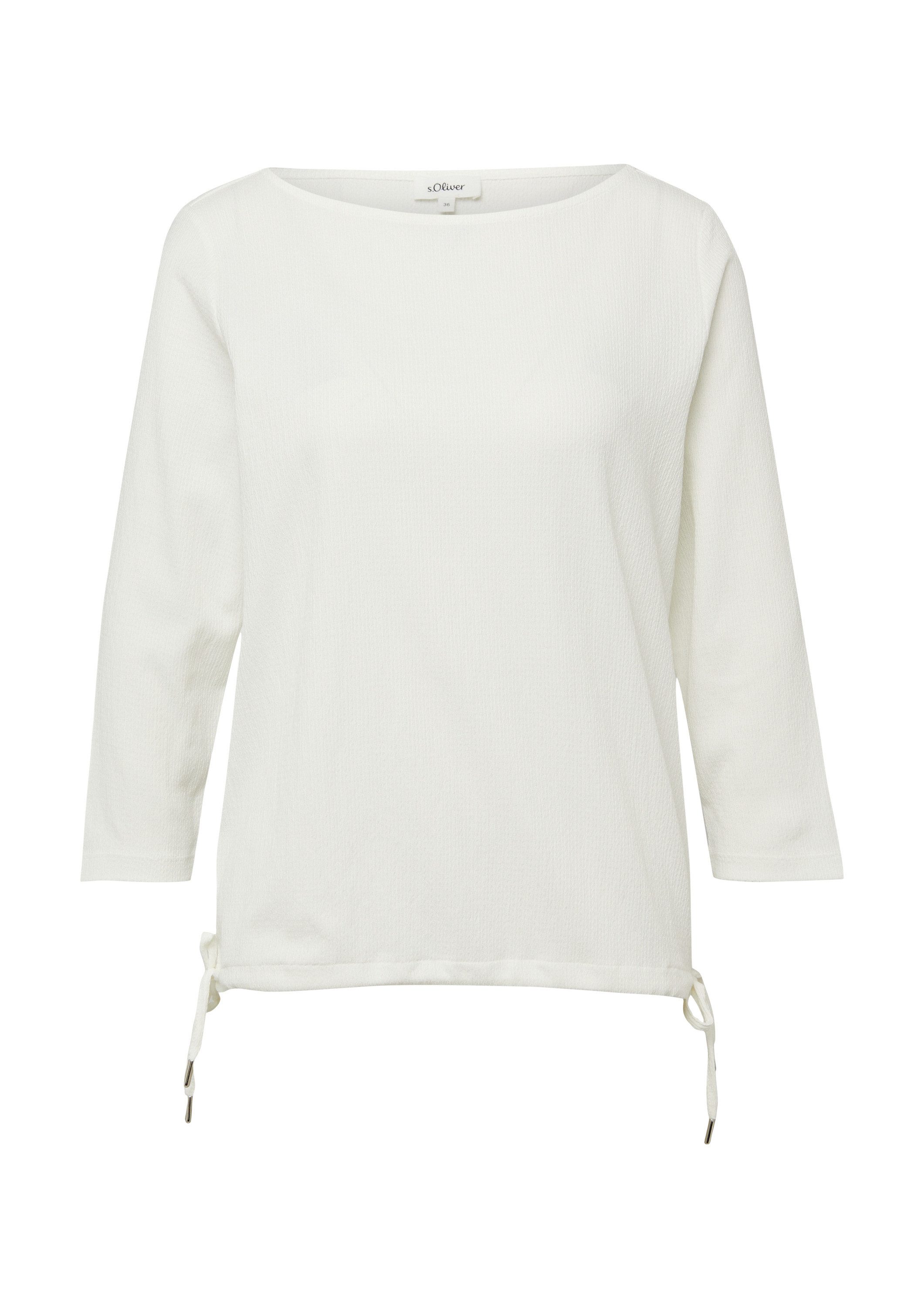 s.Oliver 3/4-Arm-Shirt T-Shirt Strukturierte Shirt-Bluse mit U-Boot-Ausschnitt