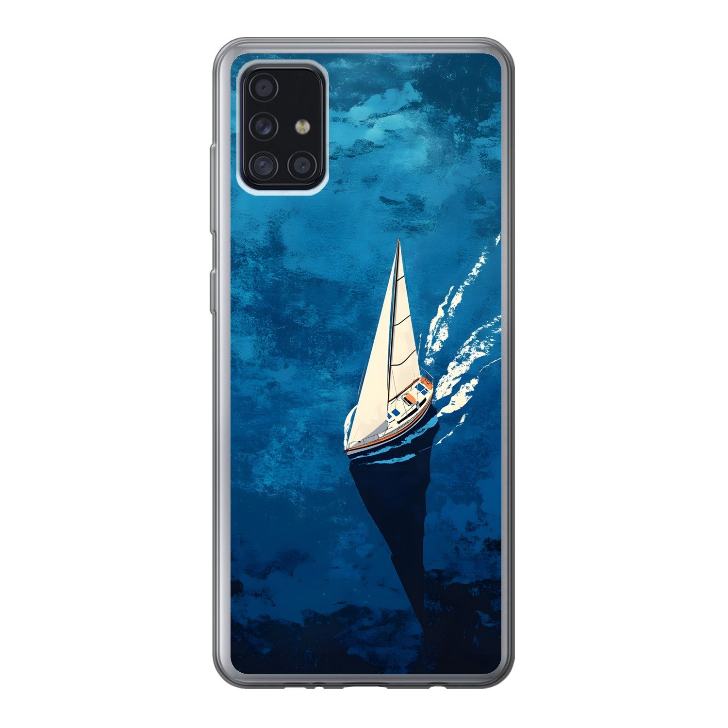 MuchoWow Handyhülle für Samsung Galaxy A52 5G Segelboot - Wasser - Abstrakt - Schatten, Smartphone-Bumper, Print, Handy Schutzhülle Dünn