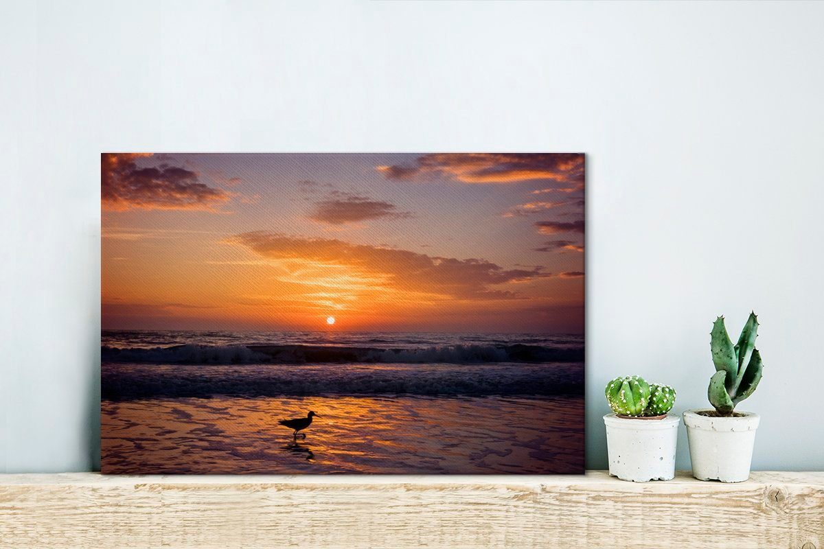 30x20 St), Leinwandbild Aufhängefertig, am Willet Strand, Sonnenuntergang Wandbild cm (1 Wanddeko, OneMillionCanvasses® bei Leinwandbilder,
