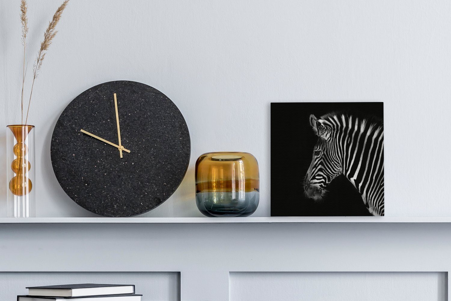 OneMillionCanvasses® Leinwandbild Zebra - (1 Bilder Wohnzimmer Tiere St), Wilde Schlafzimmer - Leinwand für Schwarz