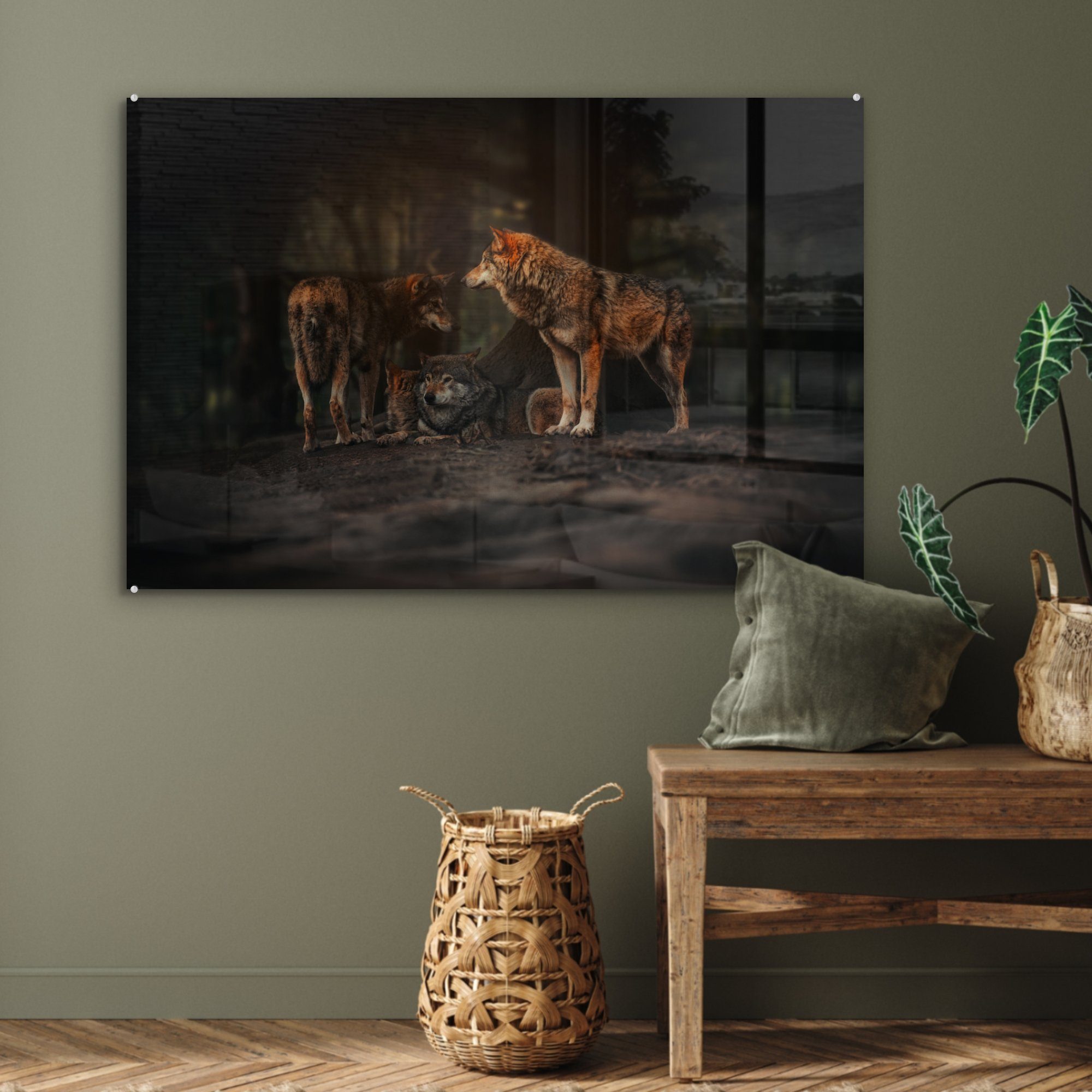 Wolf - - Acrylglasbilder Acrylglasbild Wald, Tiere Schlafzimmer & Wohnzimmer St), MuchoWow (1