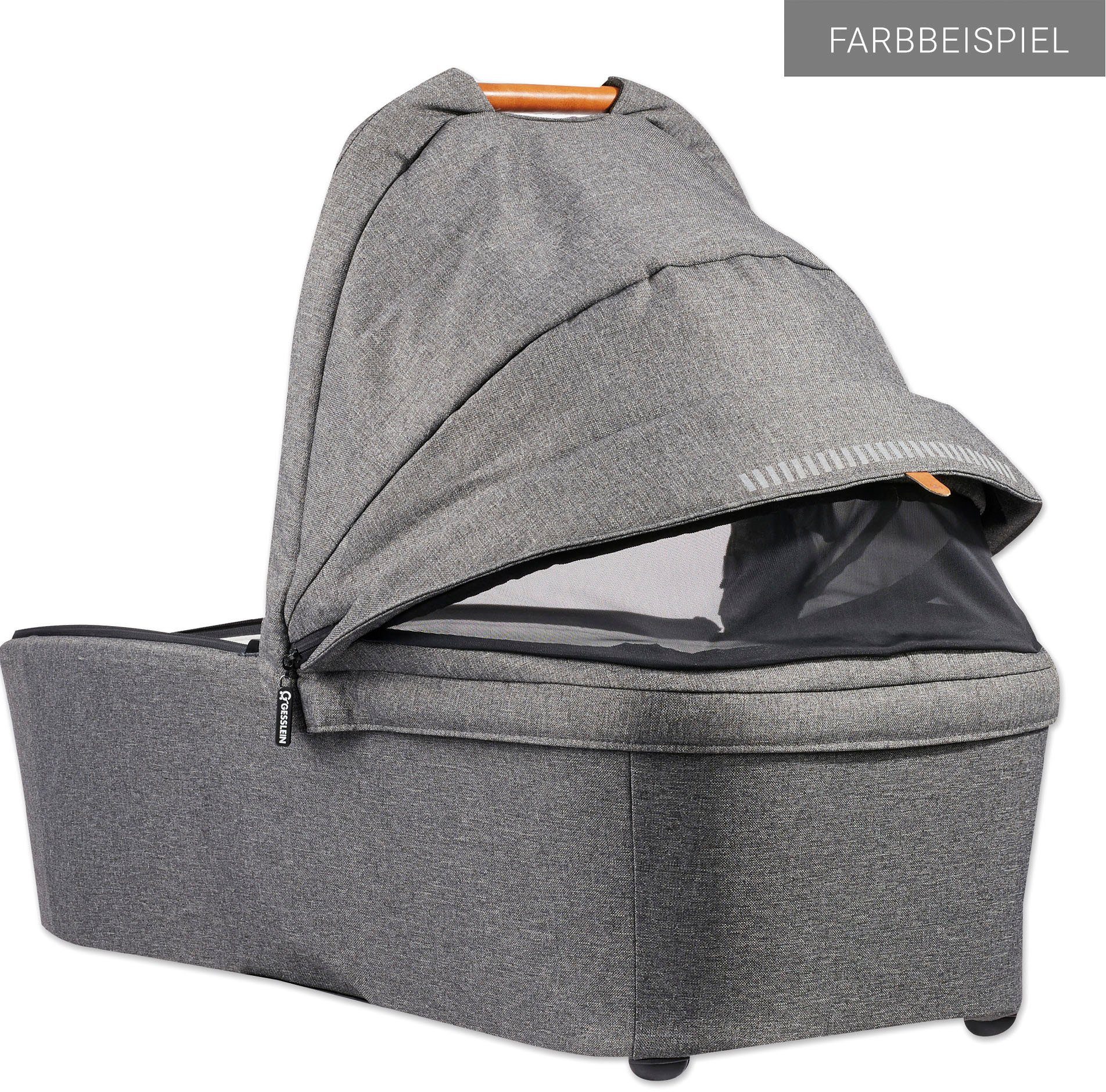 Aufsatz schwarz/cognac, FX4 Gesslein mittelblau, Cx3 Classic, Soft+ und Babywanne Kombi-Kinderwagen mit Babyschalenadapter mit