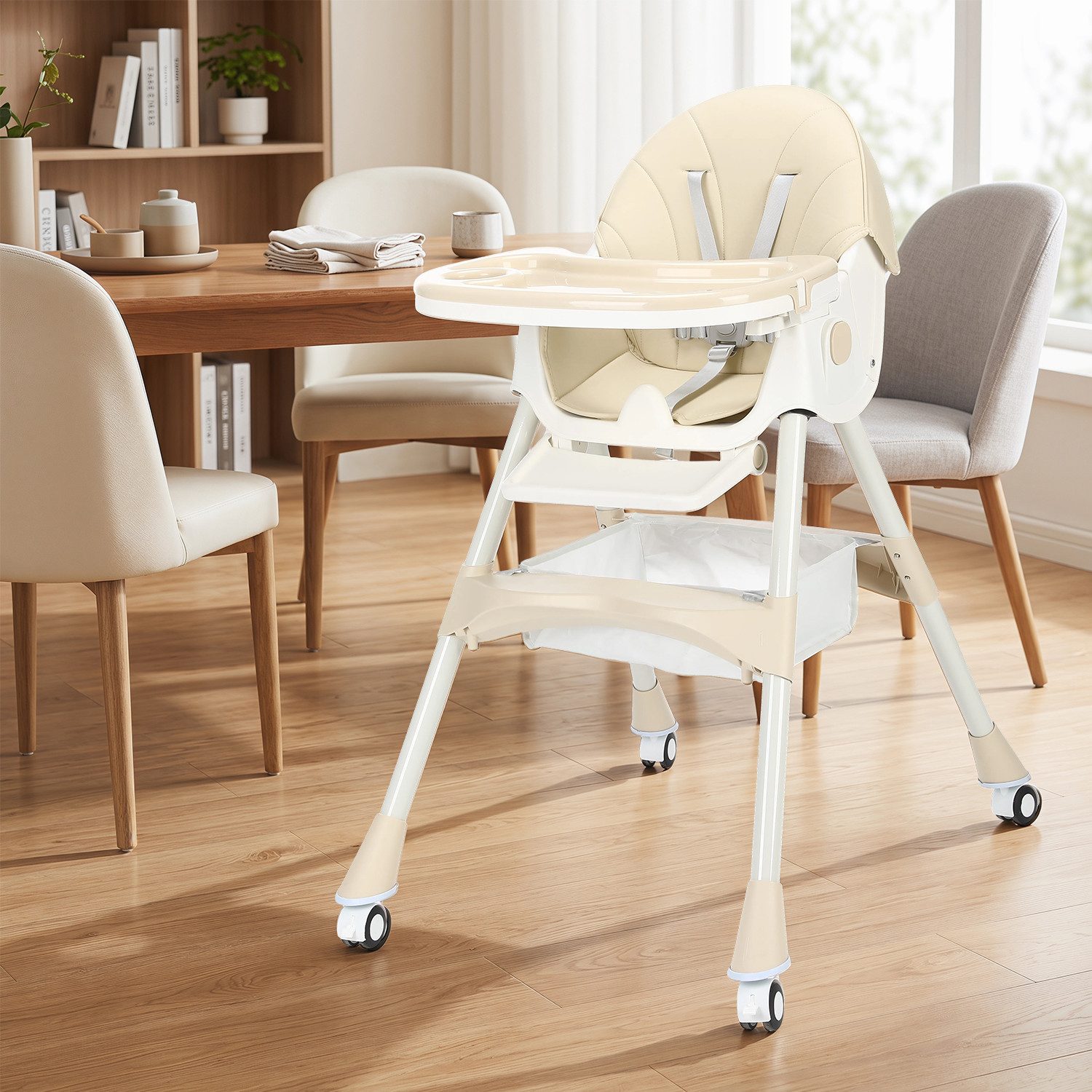oyajia Kinderstuhl 3-in-1 Kinderstuhl, Kombistuhl, Babystuhl, höhenverstellbar klappbar (Babystuhl mit Tablett und 5-Punkt-Gurt, Fußstütze, Einfach zu Reinigen), Baby Wippe, ab 6 Monaten bis 3 Jahren