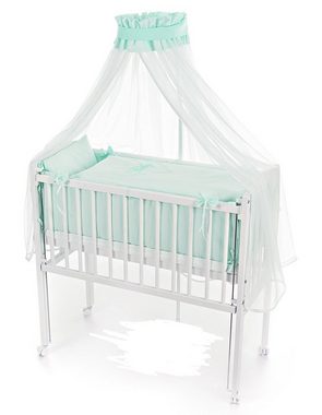 Babyhafen Beistellbett Babybett Komplettbett BABYHERZ mit Deko-Schleifen in 5 Farben, Made in Europa