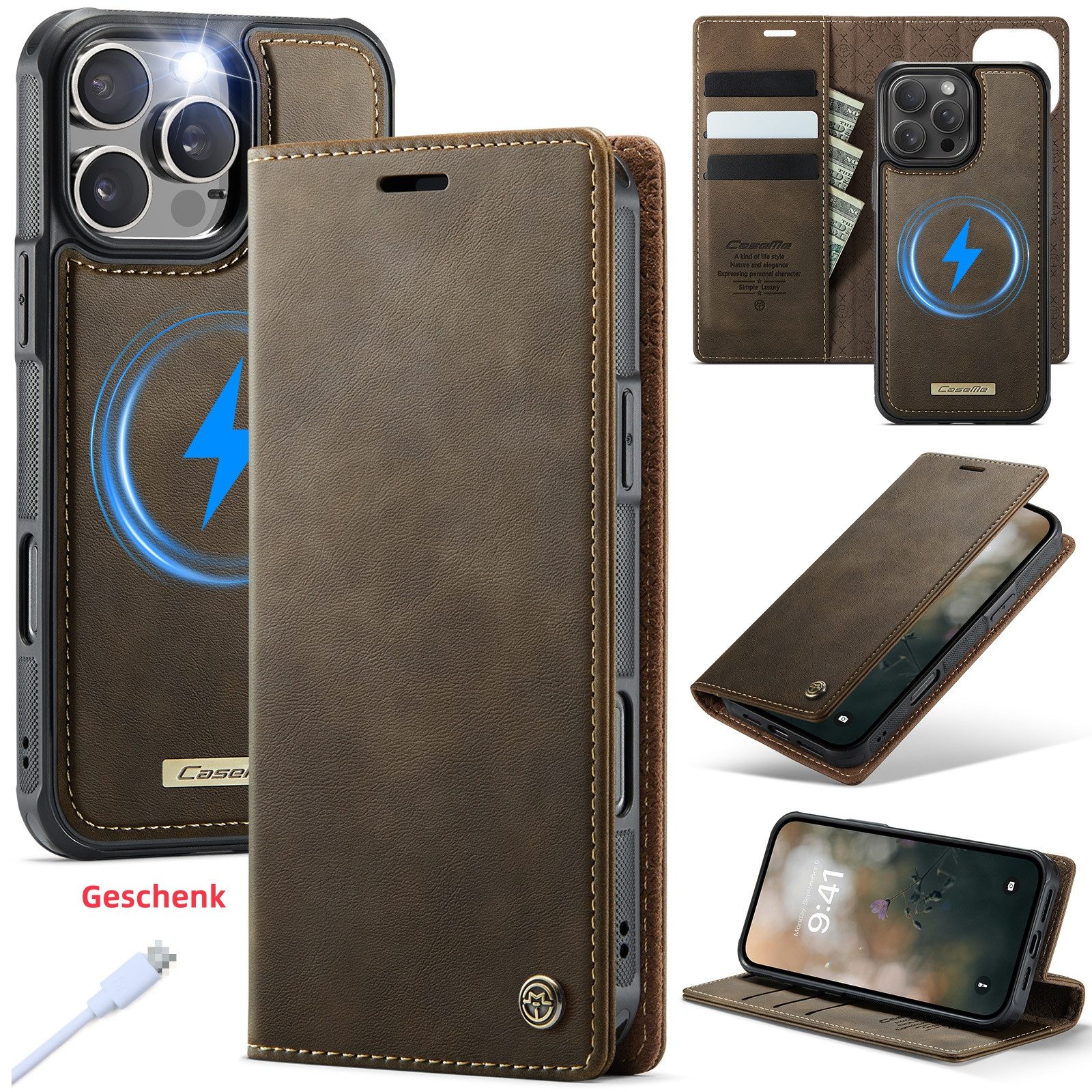 Innocase Handyhülle 2-in-1 Magsafe Magnet Handy Hülle Tasche Klapp Case Cover für iPhone