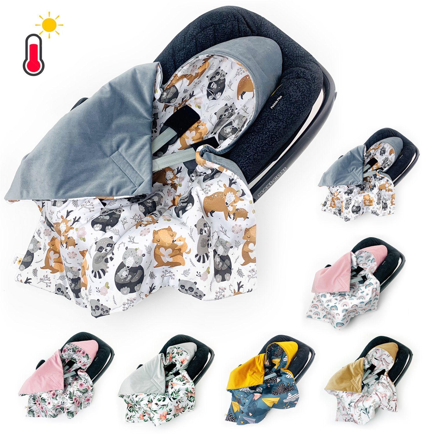 Babydecke Ganzjährige Einschlagdecke Babyschale Autositz universal,0-6 0-12 Mon.