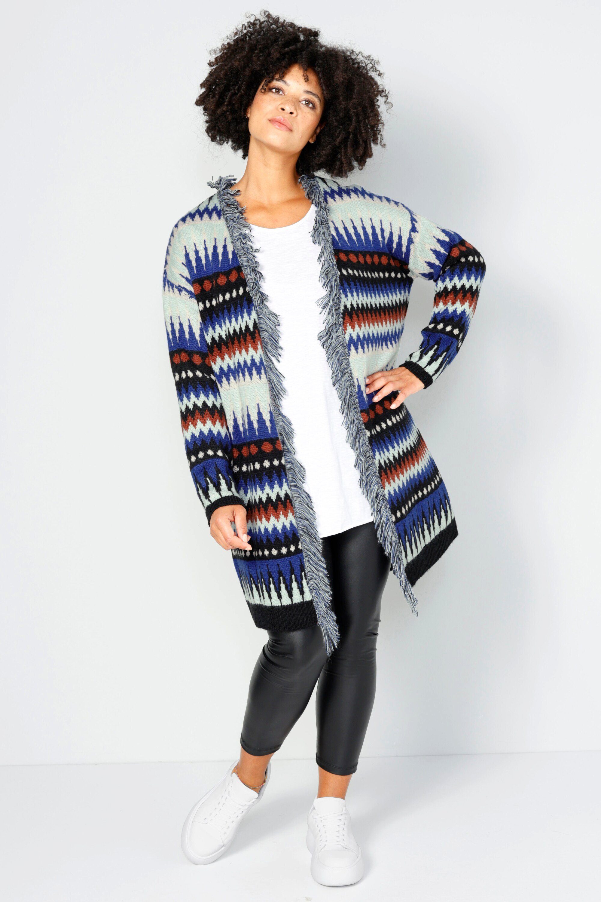 Angel of Style Strickjacke Long-Strickjacke oversized Zackenmuster