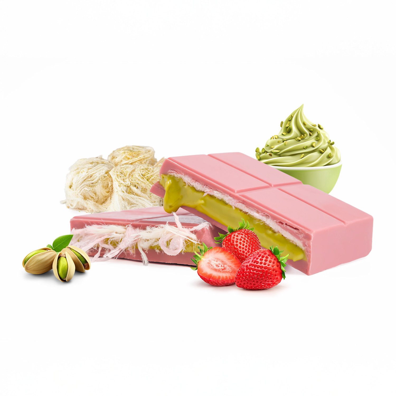 We_Natur Schokolade Schokolade-Schokolade mit Pistazien, Erdbeergeschmack, Pişmaniye 180g