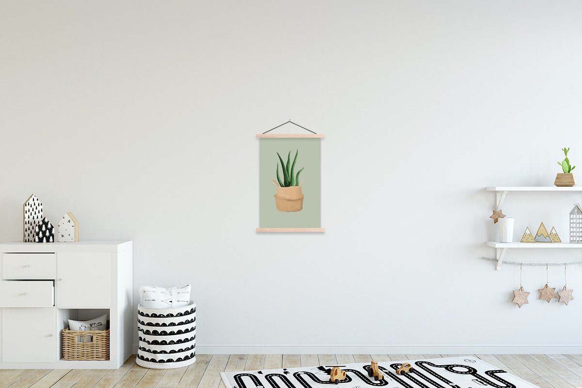 Textilposter Blumentopf, Pflanzen für (1 Aloe Magnetisch MuchoWow Wohnzimmer, Bilderleiste, - Vera Posterleiste, Poster - St),