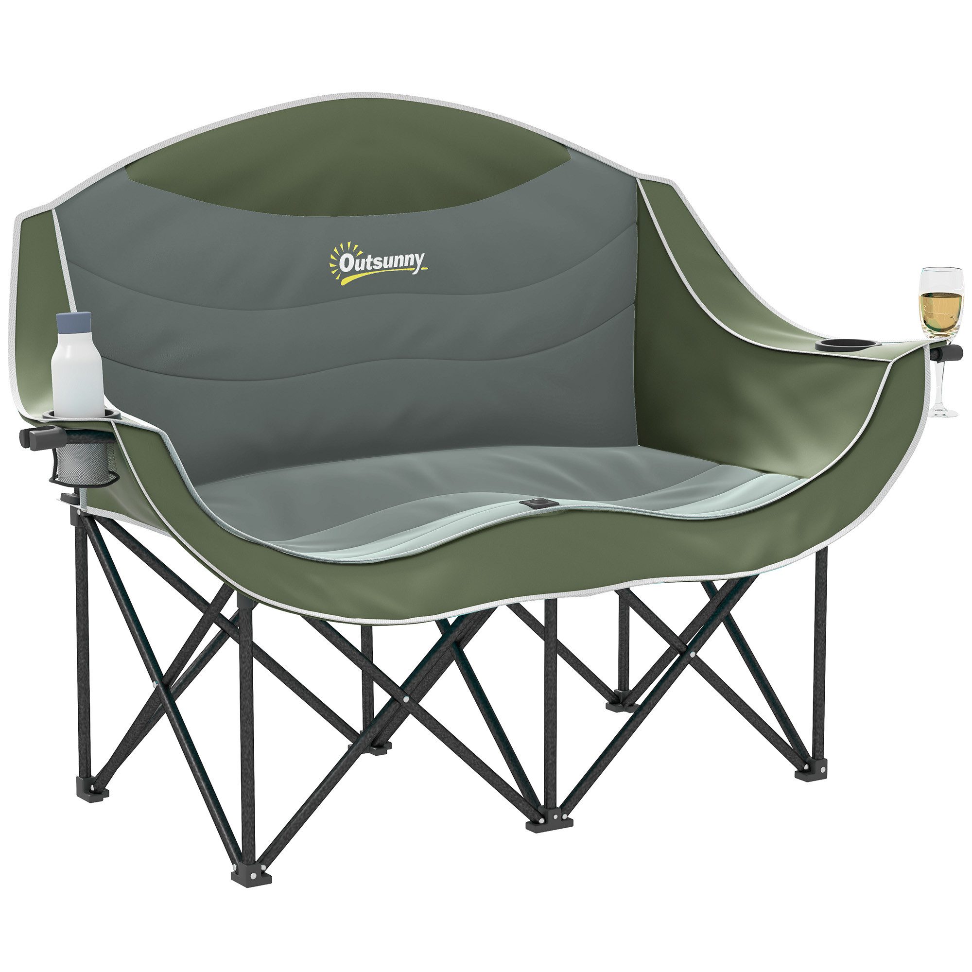Outsunny Campingstuhl mit Getränkehalter, Tragetasche (Faltstuhl, 1 St), für Garten Camping Strand