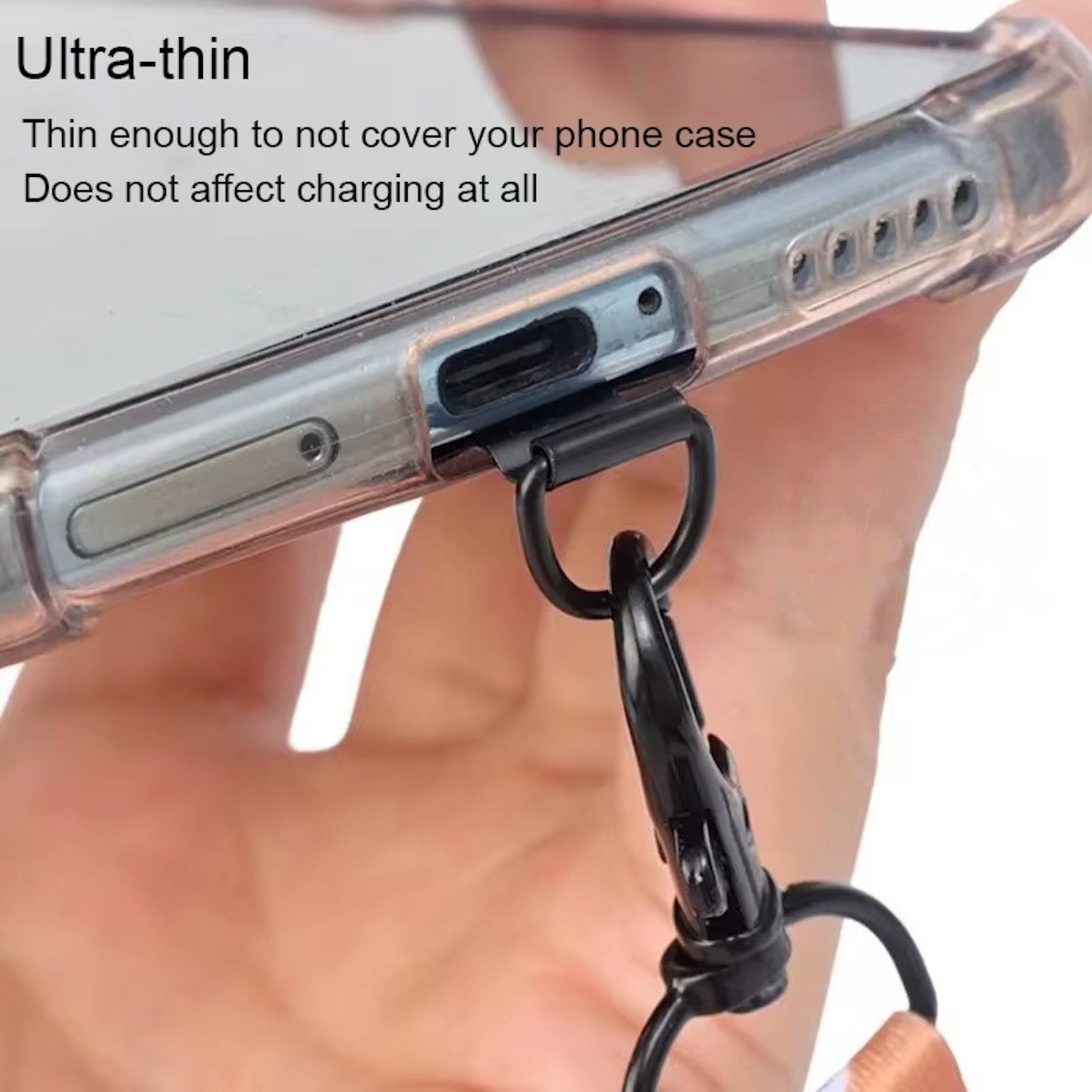 Wigento Smartphone-Hülle Für Smartphones Vierblättriger Metall Lanyard Befestigungsring Schwarz
