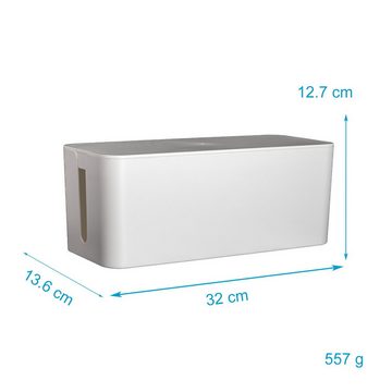 Intirilife Kabelbox, Kabelbox aus Kunststoff in Weiß - 32.1x13.6x12.7cm