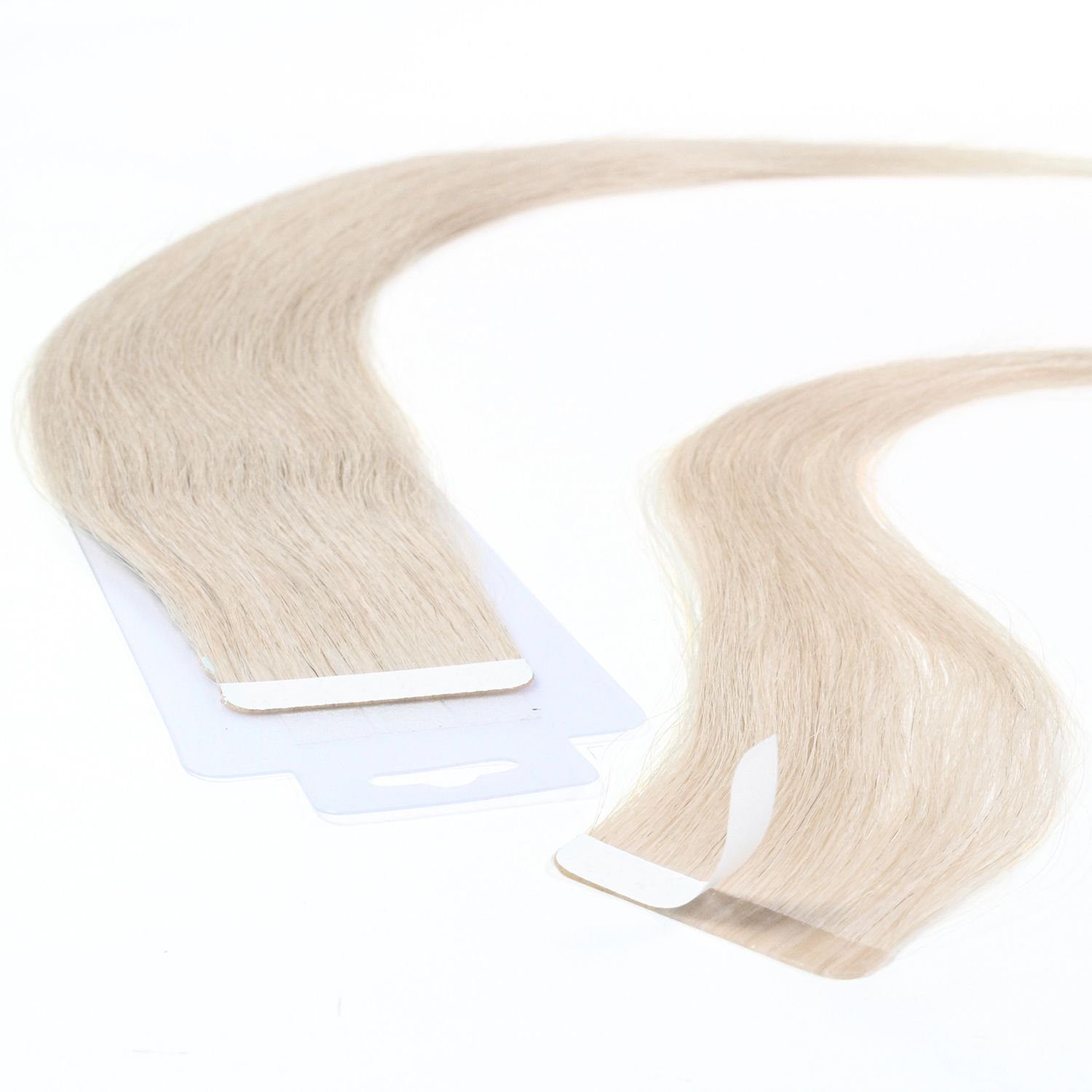 hair2heart Echthaar-Extension Tape Extensions glatt #10/1 Hell-Lichtblond Asch 40cm | Haarverlängerungen