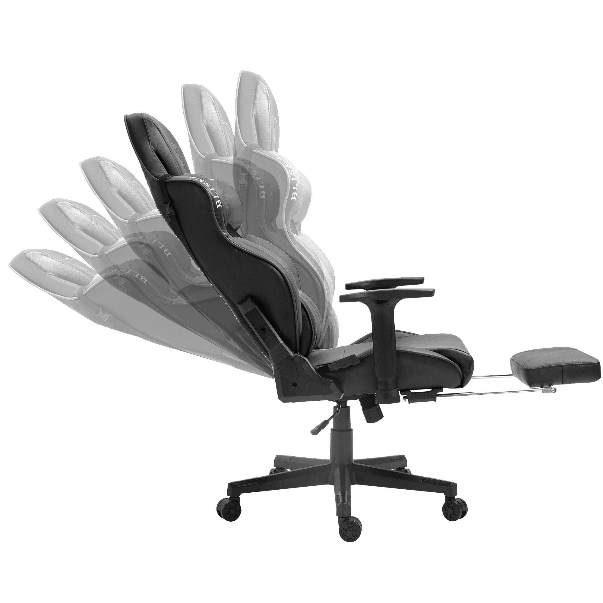 TRISENS Chefsessel Ikaros (1 und ergonomsichen Chefsessel Racing Stück), Sportsitz Chair 4D-Armlehnen Schwarz mit Drehstuhl Schreibtischstuhl