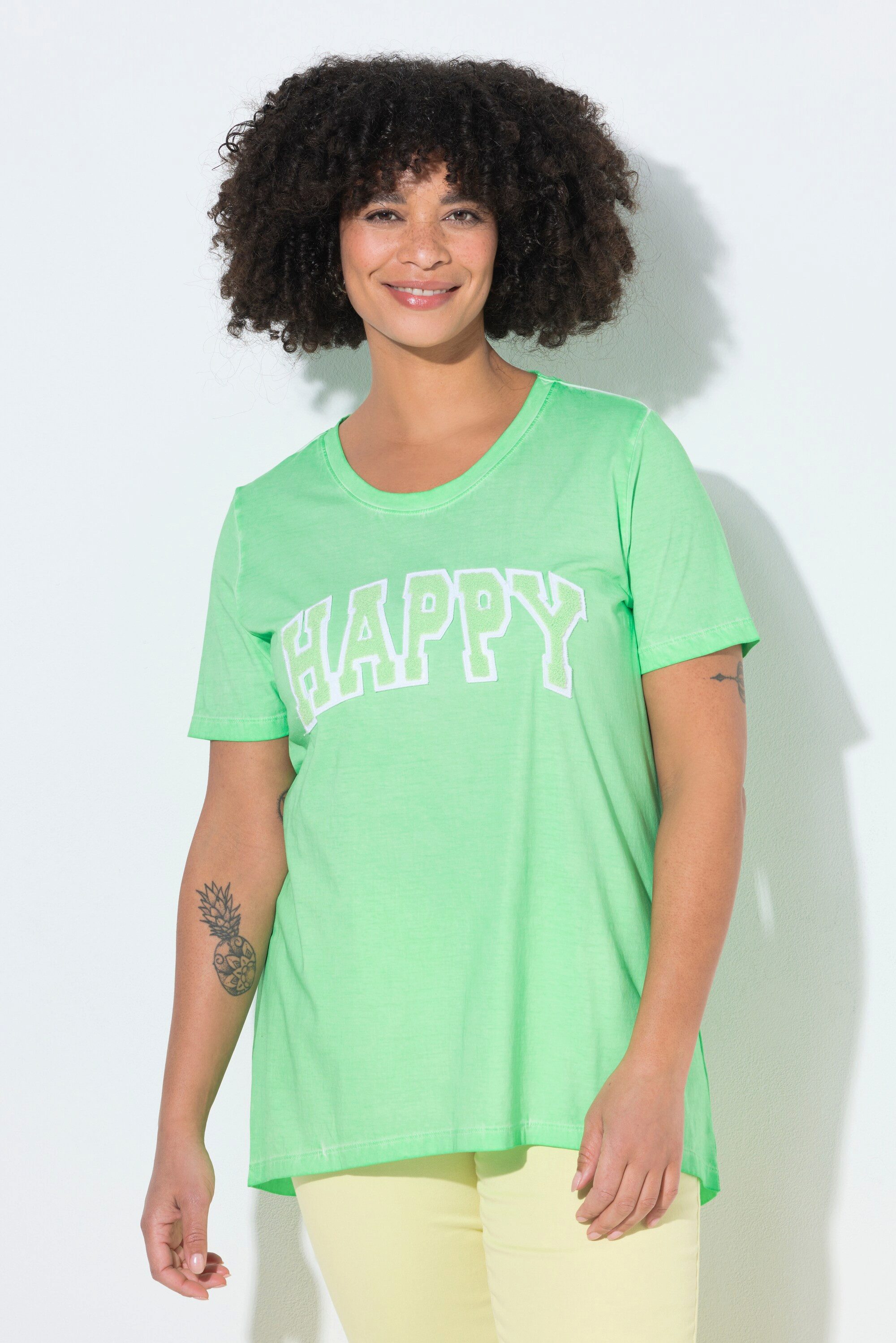 Angel of Style T-Shirt T-Shirt A-Linie oil washed Happy Applikation