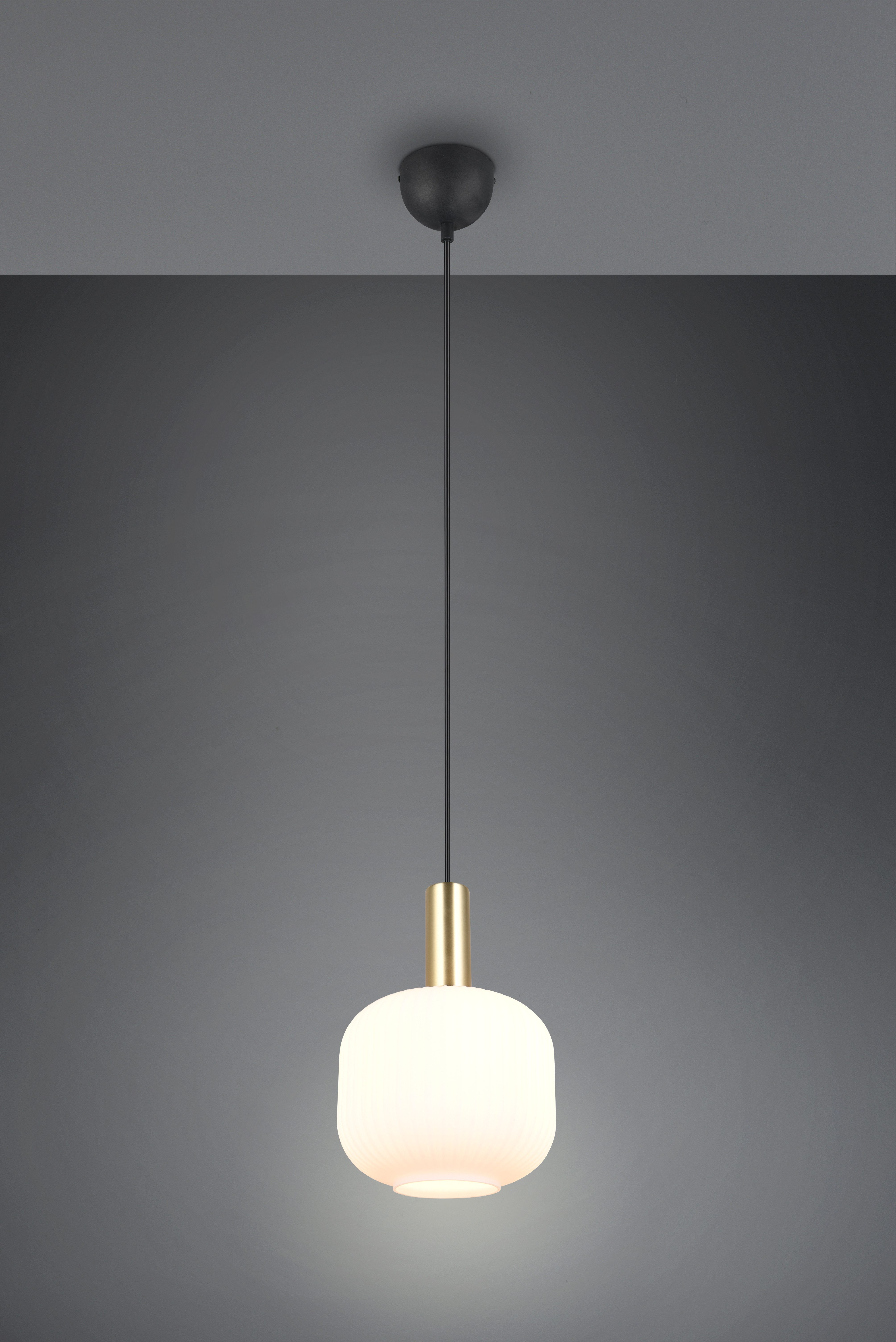 TRIO Leuchten Pendelleuchte DIVA, E27 Hängelampe 1-flammig mit Glasschirm, exkl 1xE27 max 10W, Leuchtmittel wechselbar, warmweiß - kaltweiß, höhenverstellbar bis max 150cm, Ø 20cm, Hängeleuchte Wohnzimmer Küche