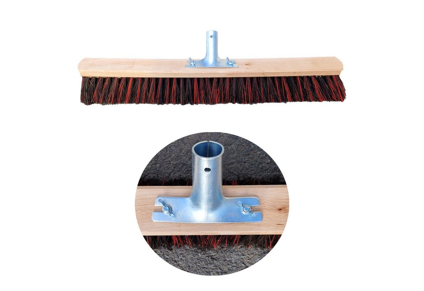 Thumbnail - varivendo Straßenbesen Profi-Saalbesen + Stielhalter 60 cm, Besenstiele mit Ø 28 mm, (Set, 2-tlg., Profi-Saalbesen + Sti...