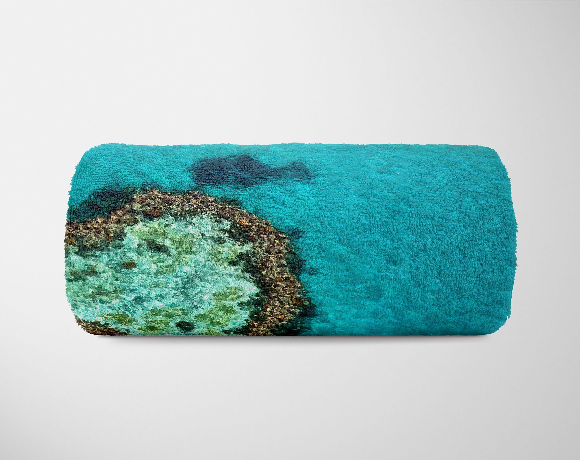 Insel Fotomotiv Handtuch Baumwolle-Polyester-Mix mit Art Strandhandtuch Kuscheldecke (1-St), Herzform, Handtuch Sinus mit Saunatuch Handtücher