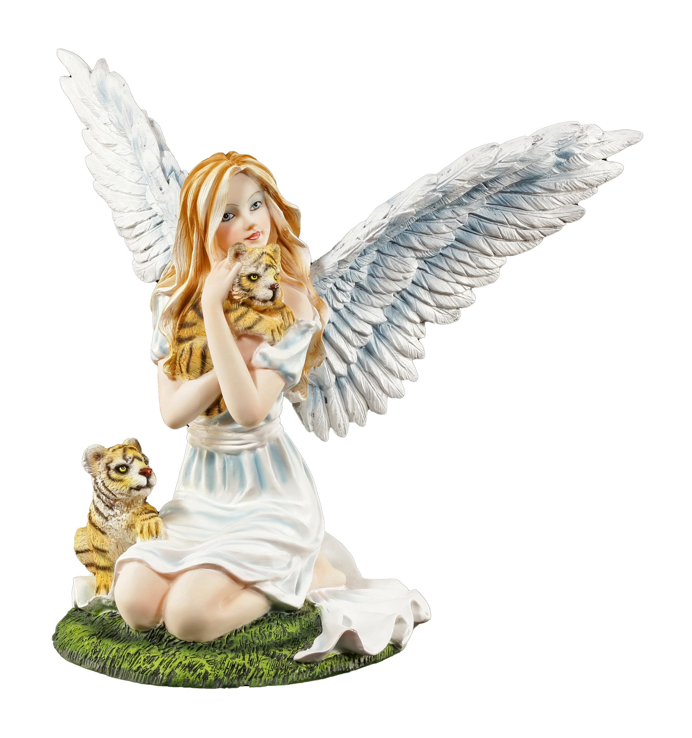 Figuren Shop GmbH Dekofigur Engel Figur - Nariel mit Tigerbabys - Fantasy Tier Deko