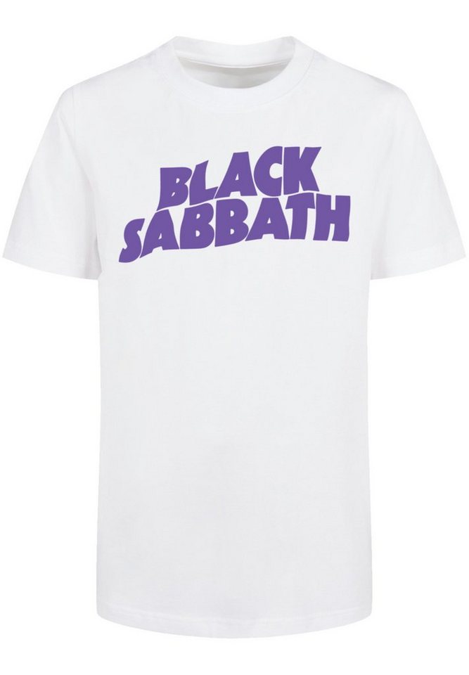 F4NT4STIC T-Shirt Black Sabbath Wavy Logo Black Print, Regular Fit und mit  gerippten Rundhalsausschnitt