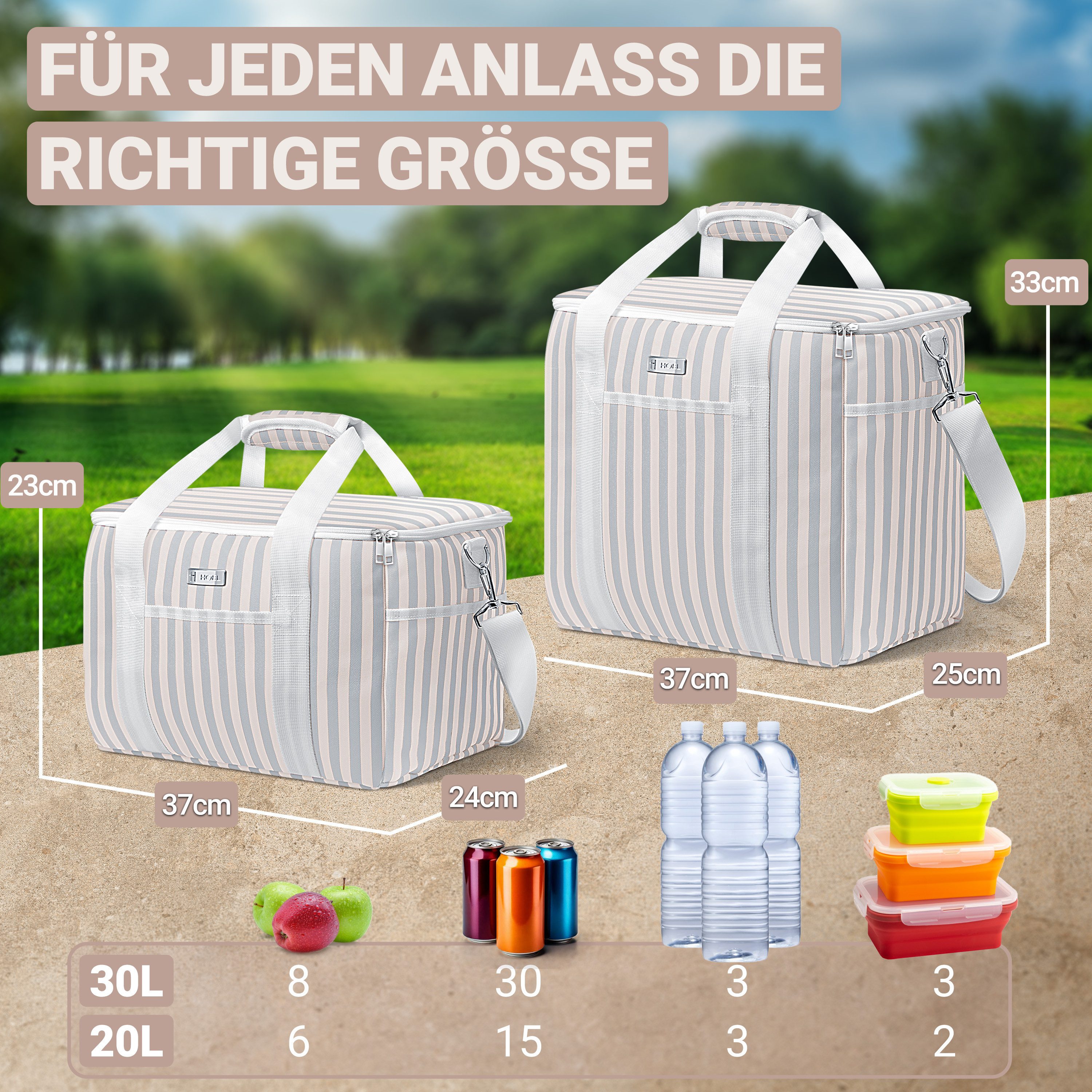 HOEL Kühltasche HOEL Kühltasche klein 20L & Gross 30L - Isoliertasche - Lunchtasche – Bild 5 von 5